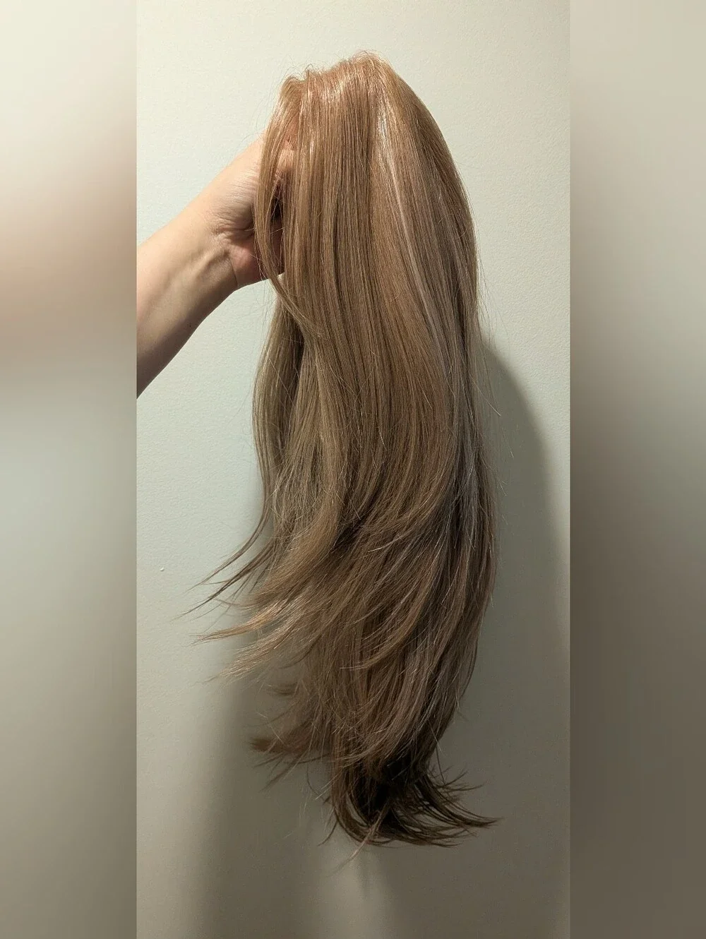 Dark Warm Blonde Mix Long Layered Synthetic Wig